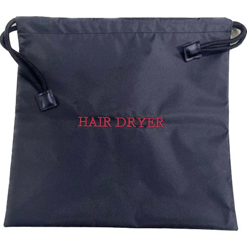 Black Hair Dryer Bag with Red Embroidery